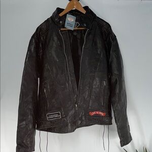 DIAMOND PLATE GENUINE BUFFALO LEATHER MOTORCYCLE JACKET FTL-01-097